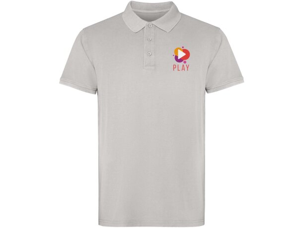 Polo manga corta unisex Cobain Roly acabado vintage Gris detalle 22