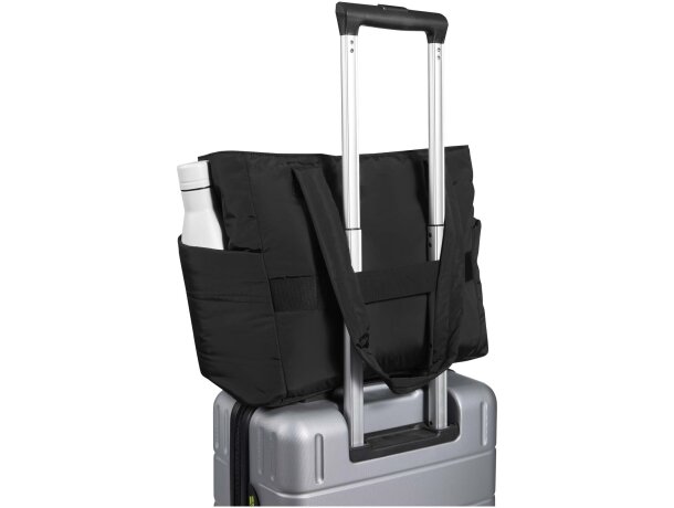 Bolsa tote Puffer acolchada reciclada GRS para portátil 15,6 Negro intenso detalle 3