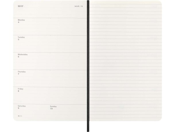 Libreta 12 meses tapa blanda Moleskine con papel certificado FSC Negro intenso detalle 6