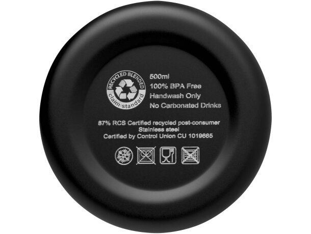 Bidón Spring 500ml acero inoxidable reciclado RCS Negro intenso detalle 6