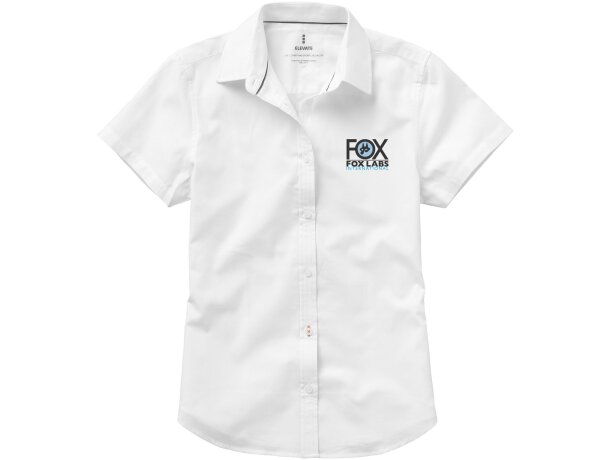 Camisa tipo Oxford de manga corta de mujer Manitoba Blanco detalle 1