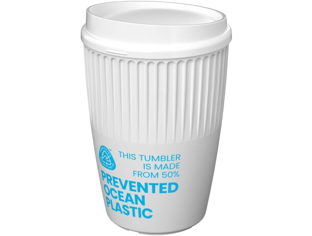 Vaso 350ml Cirrus POP plástico oceánico reciclado con tapa Blanco detalle 1