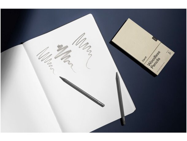 Set de 5 lápices de grafito 2B sin madera Karst Gris detalle 6