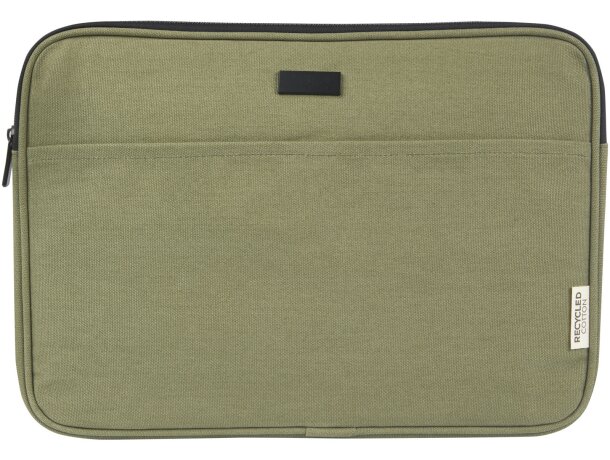 Funda para portátil de 14 pulgadas Joey de lona reciclada GRS Verde oliva detalle 14