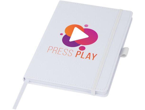 Libreta tapa dura plástico oceánico reciclado Thalaasa FSC Blanco detalle 1