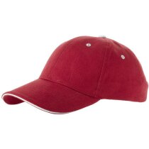Gorra modelo sandwich con ribete blanco personalizada roja Gorra modelo sandwich con ribete blanco personalizada roja