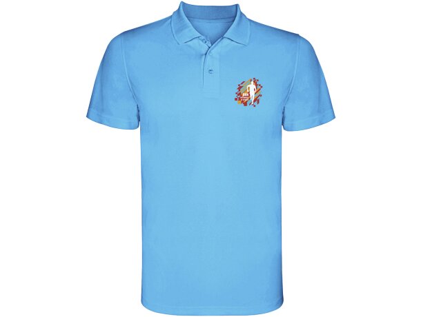 Polo deportivo transpirable Monzha Roly hombre piqué poliéster Azul turquesa detalle 17