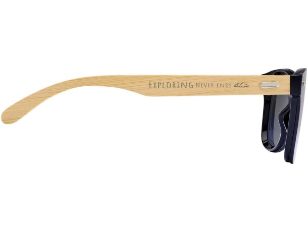 Gafas de sol Tan con patillas de bambú y protección UV400 Plateado detalle 4