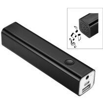 Altavoz bluetooth con batería externa de 2200 mah personalizada negro intenso Altavoz bluetooth con batería externa de 2200 mah personalizada negro intenso