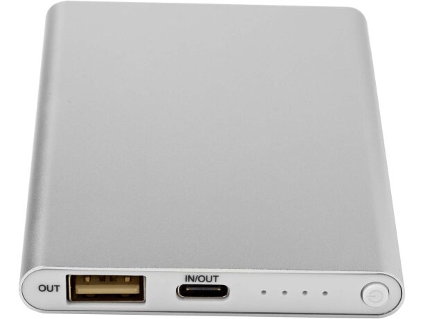Batería externa Pep 4000 mAh aluminio reciclado certificado RCS Plateado detalle 26