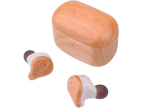 Auriculares TWS163 Prixton con tecnología ENC y Bluetooth 5.0 Madera detalle 2