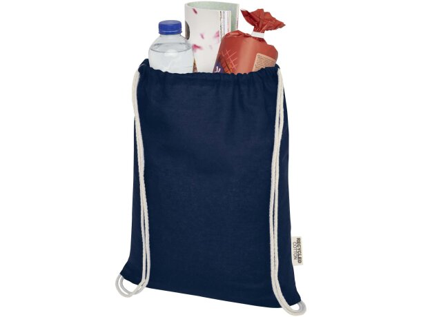 Bolsa con cordón Oregon de algodón reciclado certificado GRS Azul marino detalle 11