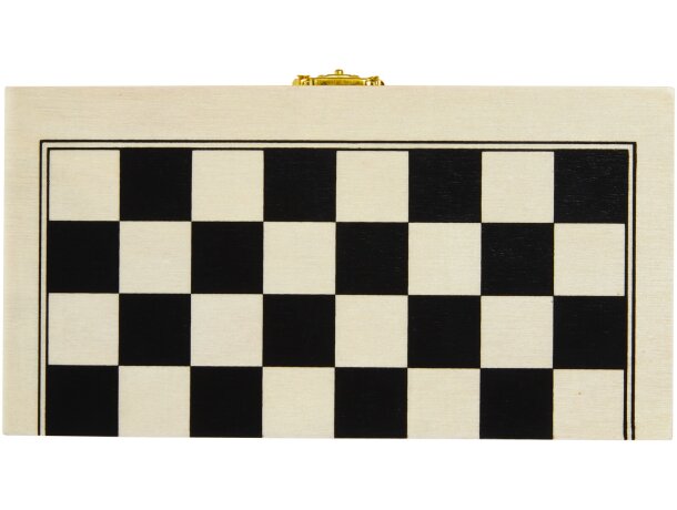 Set de juegos 3 en 1 de madera Mugo ajedrez damas backgammon Natural detalle 1