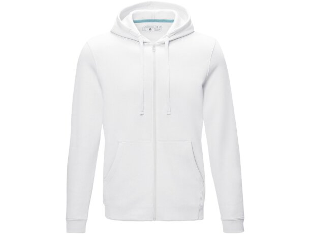 Sudadera con capucha y cremallera Ruby para hombre sostenible Blanco detalle 2