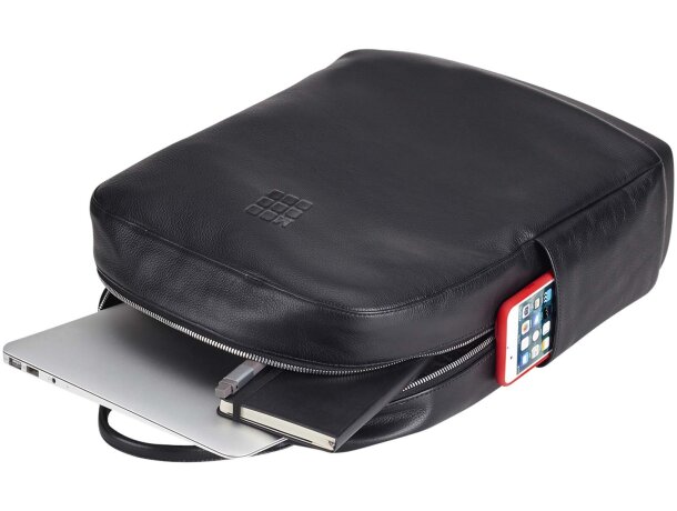 Mochila de piel Moleskine Classic con compartimento portátil Negro intenso detalle 5