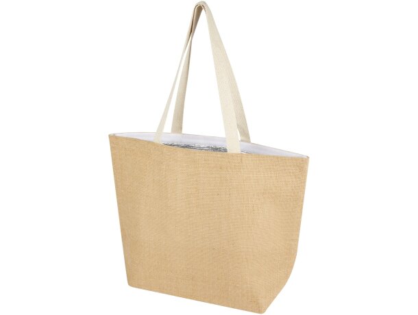 Bolsa tote isotérmica de yute 12 litros certificada Juta Natural/blanco detalle 4