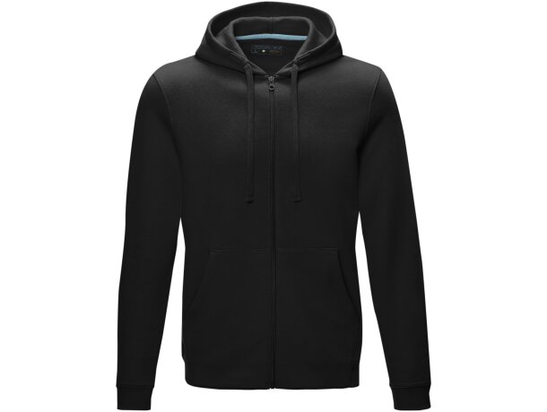Sudadera con capucha y cremallera Ruby para hombre sostenible Negro intenso detalle 27