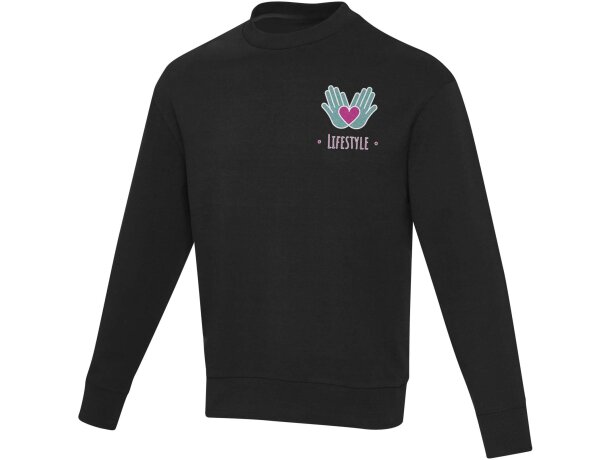 Jersey reciclado cuello redondo unisex Aware Jet Negro intenso detalle 1