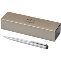 Bolígrafo en acero elegante con clip en estuche Parker plata