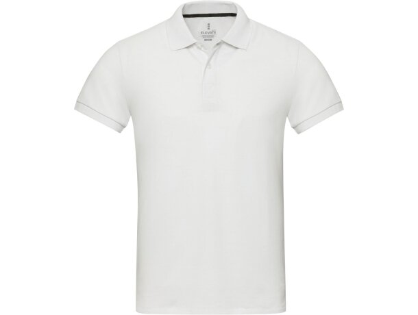 Polo manga corta unisex Aware Emerald con tejido reciclado Blanco detalle 2