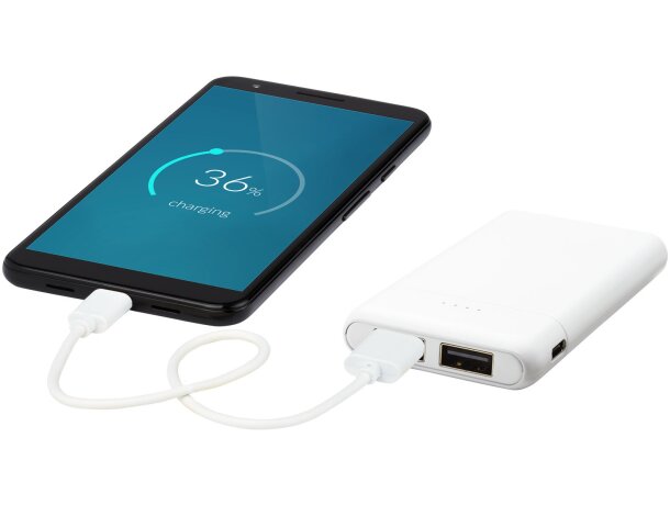 Batería externa 5000 mAh Odyssey con doble salida USB Blanco detalle 7