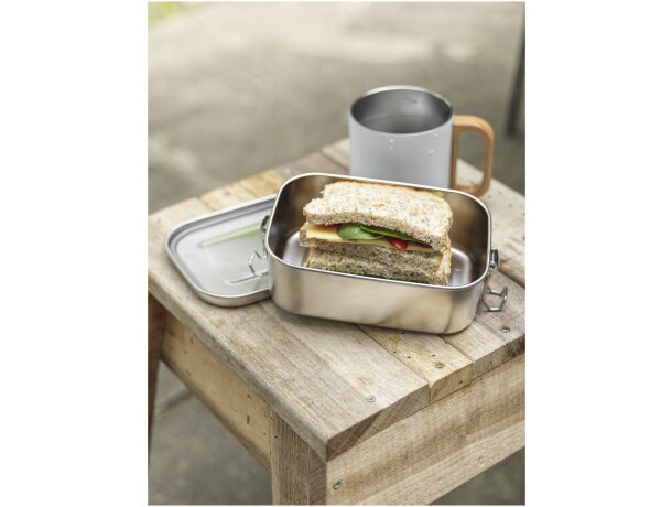 Fiambrera Titan acero inoxidable reciclado 750ml con tapa Plateado detalle 6
