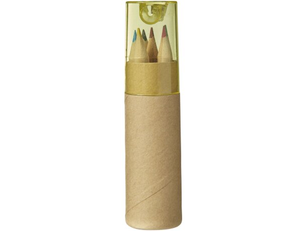 Cajita cilíndrica de cartón con lápices de colores barato