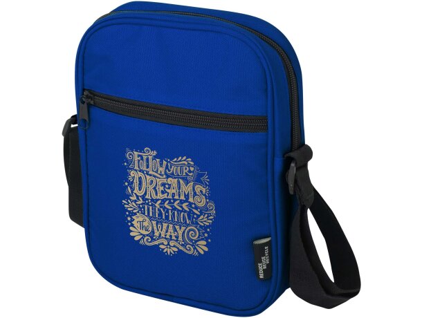 Bandolera reciclada certificada GRS Byron con cremallera Azul real detalle 17