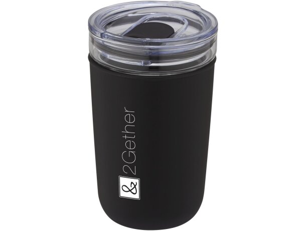 Vaso Bello vidrio borosilicato 420ml con carcasa reciclada Negro intenso detalle 25