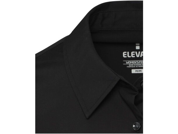 Camisa popelina mujer Carnelian algodón BCI elástico Negro intenso detalle 4