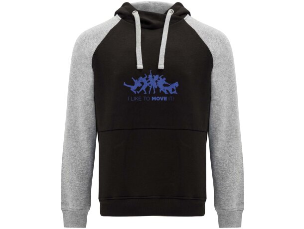 Sudadera con capucha bicolor infantil Roly Badet Negro intenso/gris mezcla detalle 18