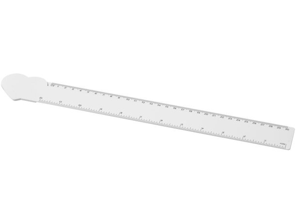 Regla de plástico reciclado Tait con forma de corazón 30 cm Blanco detalle 1