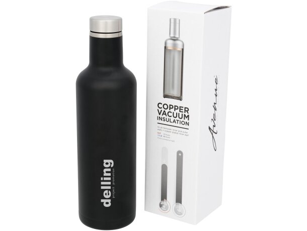Botellas térmicas personalizadas acero inoxidable Pinto Negro intenso detalle 1