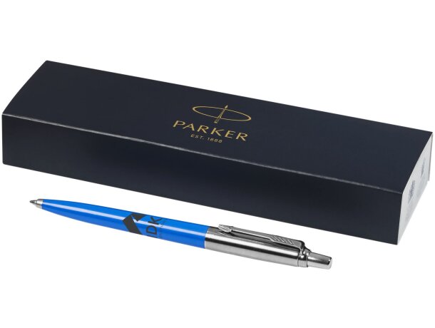 Estuche de bolígrafo promocional elegante Parker para grabar Process blue/plateado detalle 8