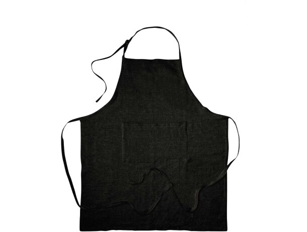 Delantal de algodón reciclado Originalhome con bolsillo frontal Negro intenso detalle 2