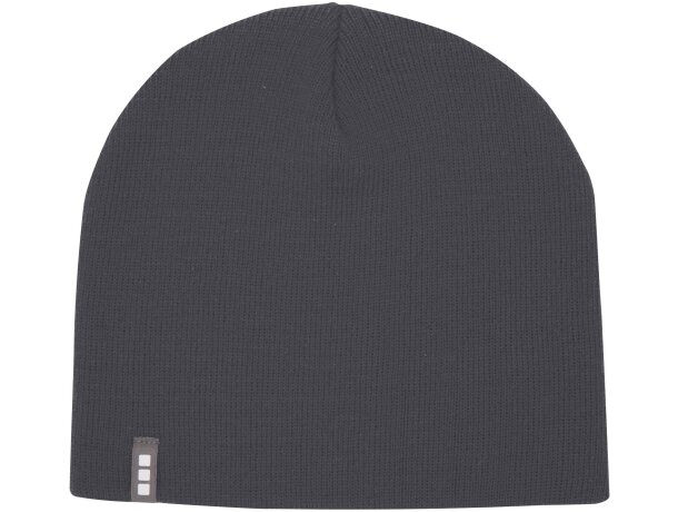 Gorro Izu de acrílico con punto de costilla 1x1 Gris tormenta detalle 8