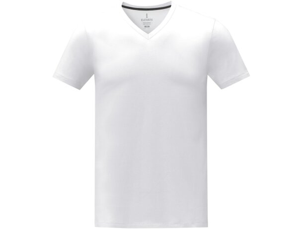 Camiseta de manga corta y cuello en V para hombre Somoto Blanco detalle 2