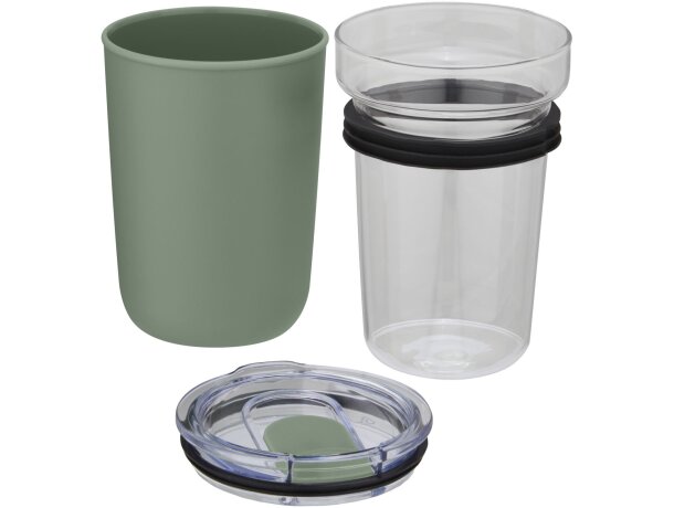 Vaso Bello vidrio borosilicato 420ml con carcasa reciclada Verde mezcla detalle 16