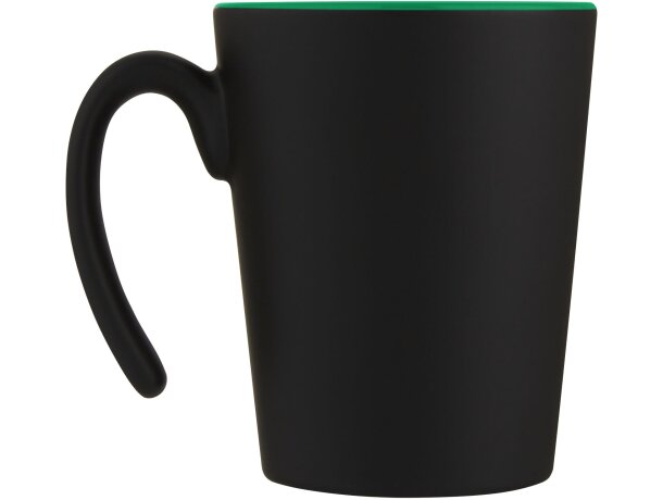 Taza de cerámica con asa Oli 360 ml personalizable Verde/negro intenso detalle 18