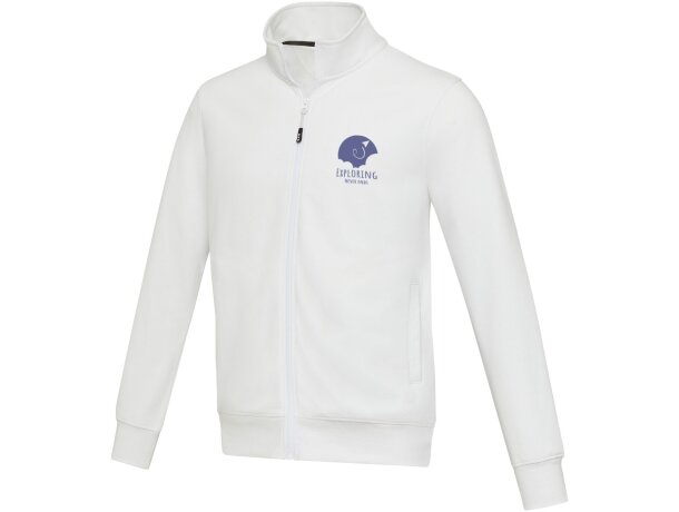 Sudadera cremallera reciclada Aware Galena unisex Blanco detalle 1