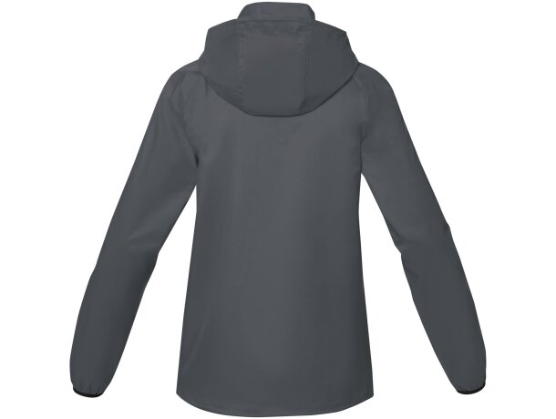 Chaqueta ligera impermeable mujer Dinlas con capucha enrollable Gris tormenta detalle 18