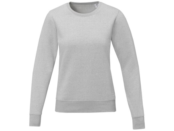 Jersey cuello redondo mujer Zenon interior afelpado algodón Gris mezcla detalle 27