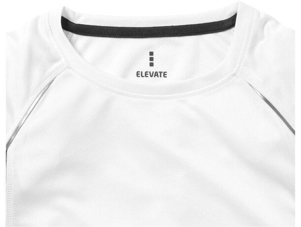 Camiseta técnica de manga corta blanca detalles de color de mujer personalizada
