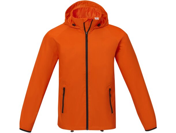 Chaqueta ligera impermeable hombre Dinlas con capucha enrollable Naranja detalle 8