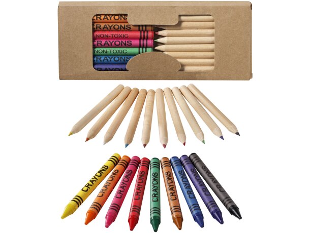 Caja pack de lápices y ceras para niños Natural detalle 6