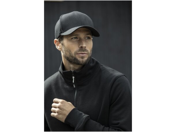 Gorra reciclada seis paneles Aware Opal con rastreador QR Negro intenso detalle 5