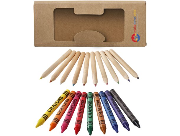 Caja pack de lápices y ceras para niños Natural detalle 1