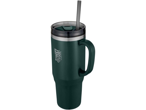 Vaso térmico con pajita Melbourne 1200ml acero reciclado Verde brillante detalle 7