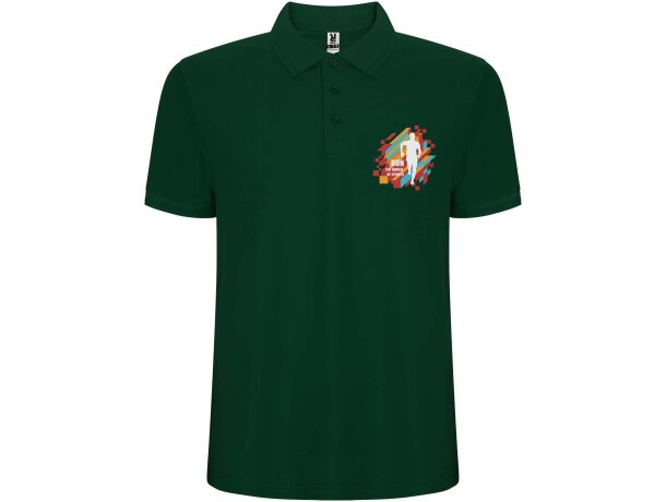 Polo manga corta hombre Pegaso Premium Roly punto piqué Verde botella detalle 19