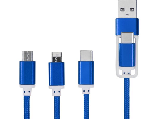 Cable de carga personalizado 100 cm con 5 conectores Versatile Azul real detalle 8